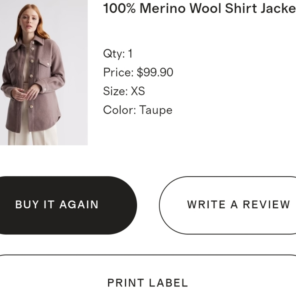 Quince wool shirt jacket xs EUC